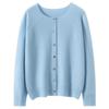 2025 Women's Cashmere Round Neck Cardigan: Solid Color, Loose Knit, Long Sleeve