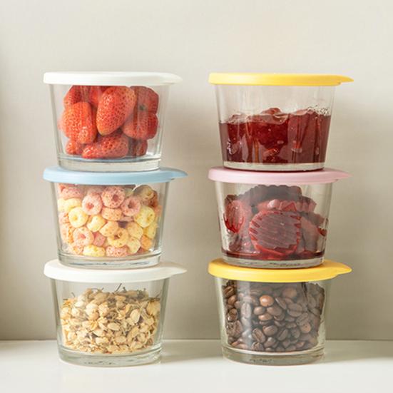 Удобный прочный герметичный многоцелевой видимый стеклянный круглый контейнер для приготовления еды, кухонные принадлежности, коробка для хранения продуктов питания