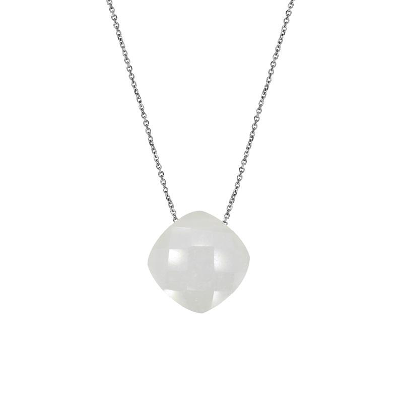 Les Trésors De Lily [Q6769] - Silver 'Meghan' Moonstone Necklace (rhodium-plated) - 8x8 Mm