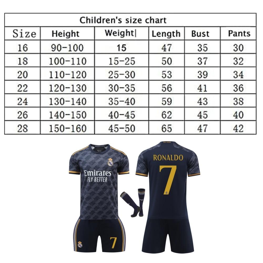 Real Madrid Ronaldo Kids Soccer Jersey Black Sports Equipment
