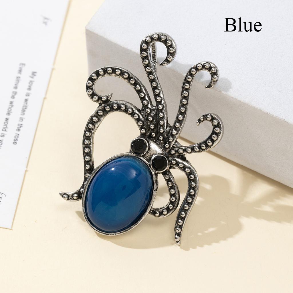 1 шт. Летние броши в виде осьминога из натурального камня в стиле океана, хрустальная брошь с аметистом, агатом, нефритом и драгоценным камнем для унисекс-ювелирных изделий на день рождения в подарок