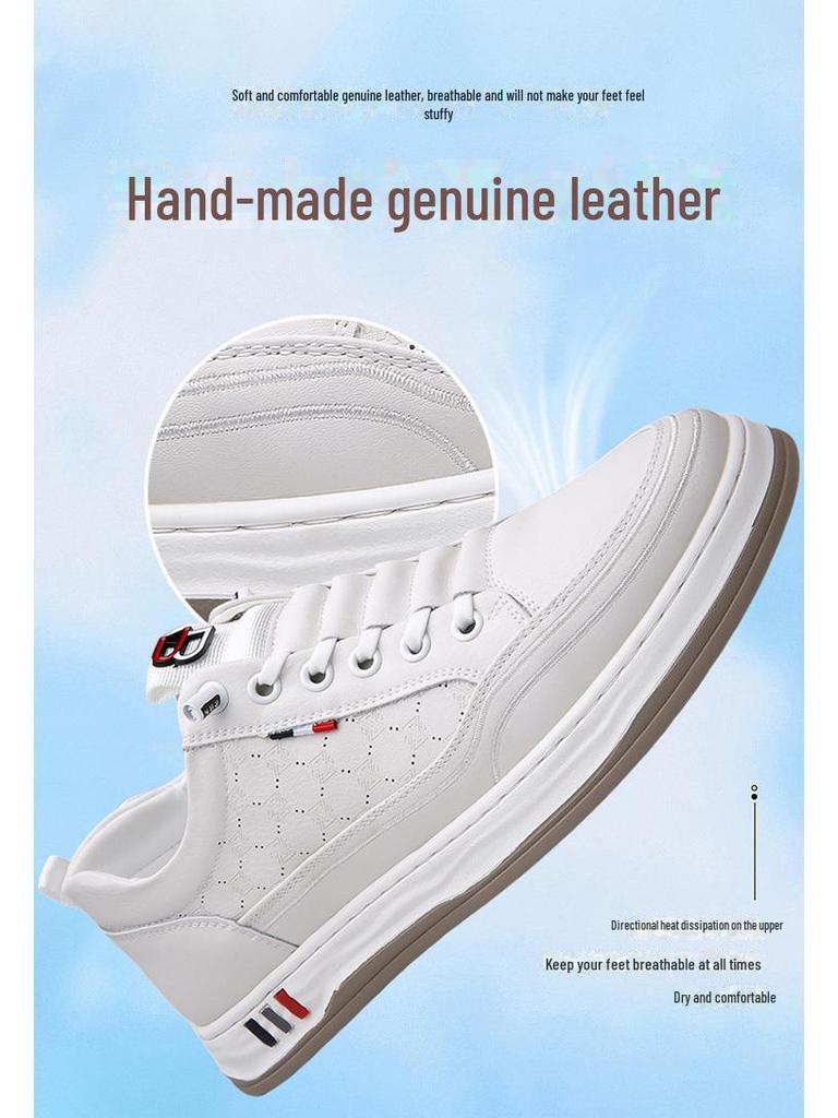 2024 Spring/Summer Men's Soft Leather Casual Sneakers: Trendy, Comfortable, All-Match