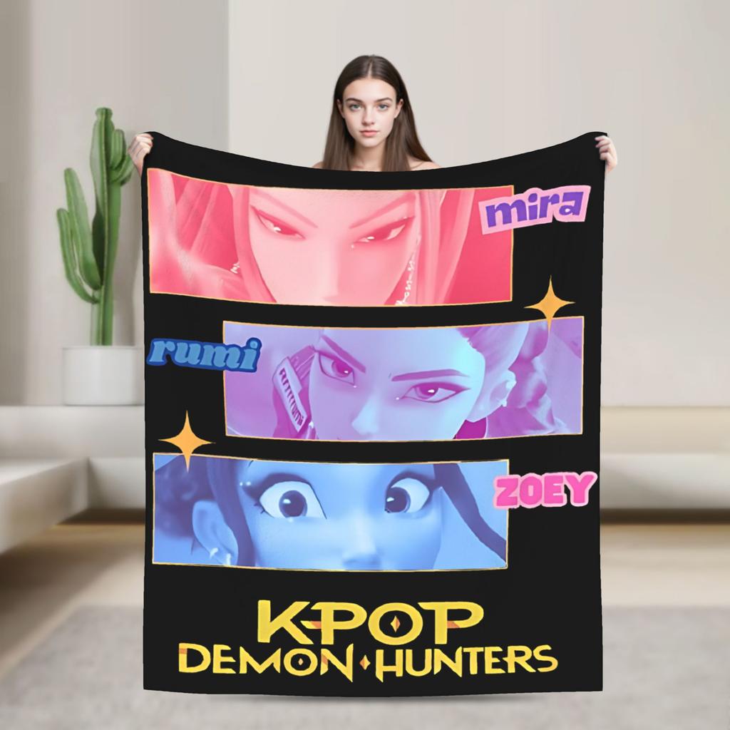 K-pop Охотники на демонов Huntrix Одеяло Фланелевое Смешное Дышащее Плед для домашнего текстильного декора
