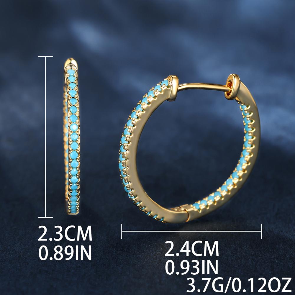 Серьги-кольца с синим цирконием для женщин, классические золотые свадебные украшения, модные свадебные круглые серьги с кристаллами
