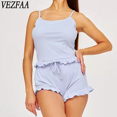 Женская мода повседневная летняя весенняя однотонная принтовая безрукавка подтяжки брюки костюмы