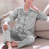 1 комплект, мужская одежда для сна, однотонная однобортная домашняя одежда с длинными рукавами, свободный пижамный комплект больших размеров из ледяного шелка для дома