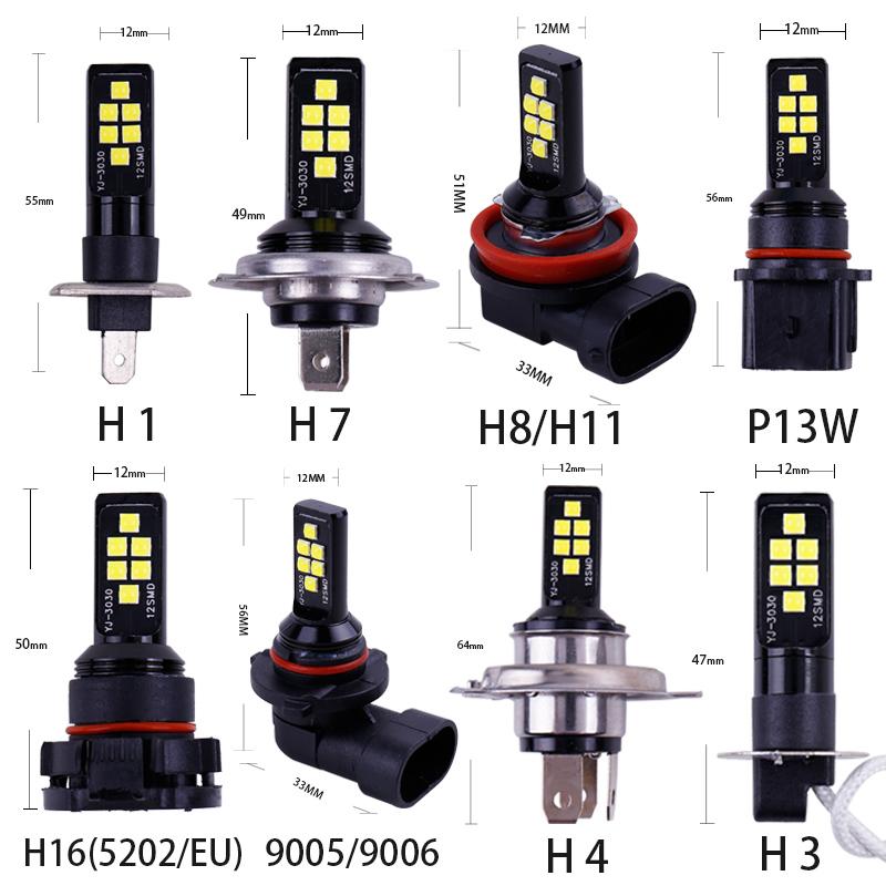 2 шт. автомобильные светодиодные противотуманные фары H11 3030 SMD H1 H7 H11 HB3 HB4 супер яркие DRL дальнего света авто лампы 12 В