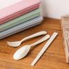 3 шт./набор Портативный набор столовой посуды Пластиковые наборы столовых приборов Вилка Ложка Палочки для еды Костюм Экологичный Многоразовый Дорожный Набор столовых приборов С Коробкой