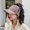 Autumn And Winter Hollow Top Hat All-Match Knitted Wool Hat Plus Velvet Thick Warm Ear Protection Hat For Women