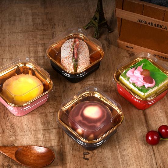 50 шт., чашки для кексов, маслостойкие, водонепроницаемые, термостойкие, нелипкие, безопасные, декоративные, без бисфенола А, квадратные бумажные коробки с покрытием для кексов, кухонные гаджеты