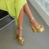 Women High Heeled Sandals Platforms Chunky Heels Ladies Sandals Summer Party Shoes