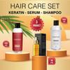 Бразильский кератин для укладки феном 500 мл + сыворотка для волос с аргановым маслом 30 мл + шампунь с хлопковым молочком 500 мл