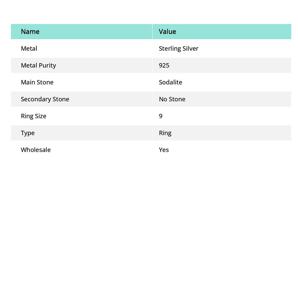 Natural Sodalite Gemstone Handmade 925 Sterling Silver Gift Ring Size 9 H6y14