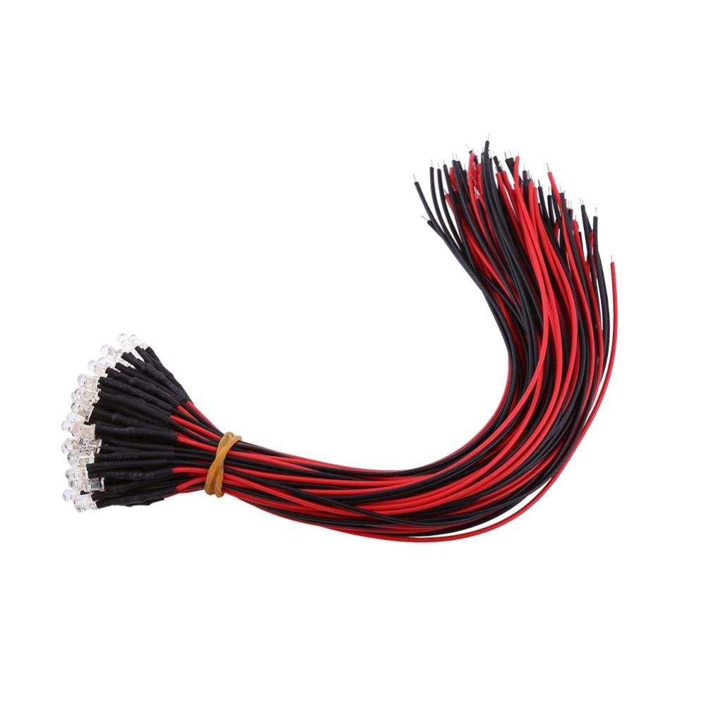 50 ШТ 3 мм Светодиоды с выводами DC 12 В Провода 20 см Рассеянные светодиодные лампы Красный Оранжевый Синий Медленно мигающие светодиодные лампы DIY Электроника