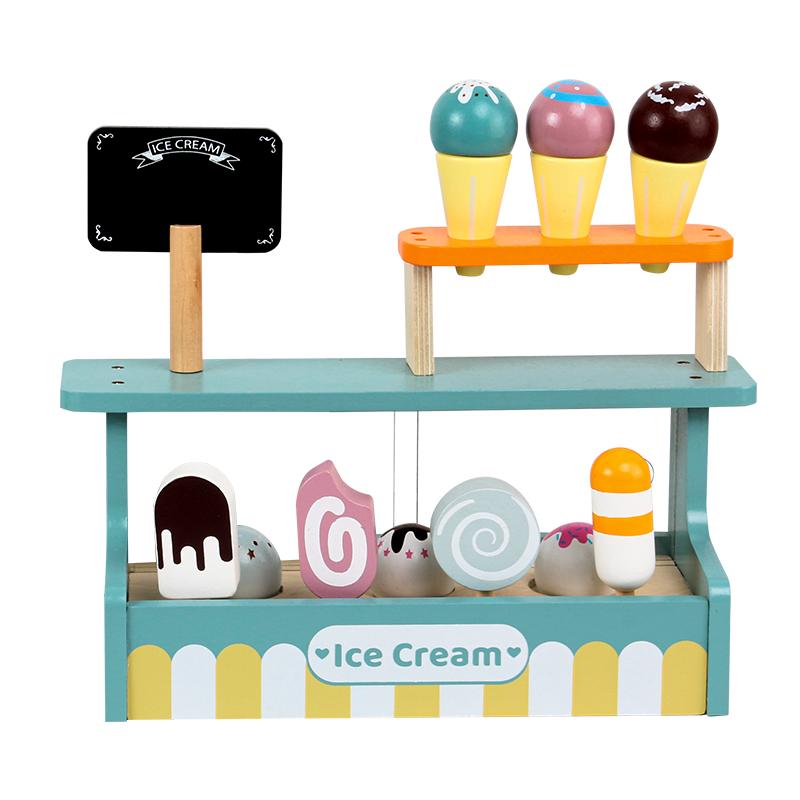 Wooden New Design Pretend Ice Cream Shop Kids Educational Learning Children Baby Toys Early Education Montessori