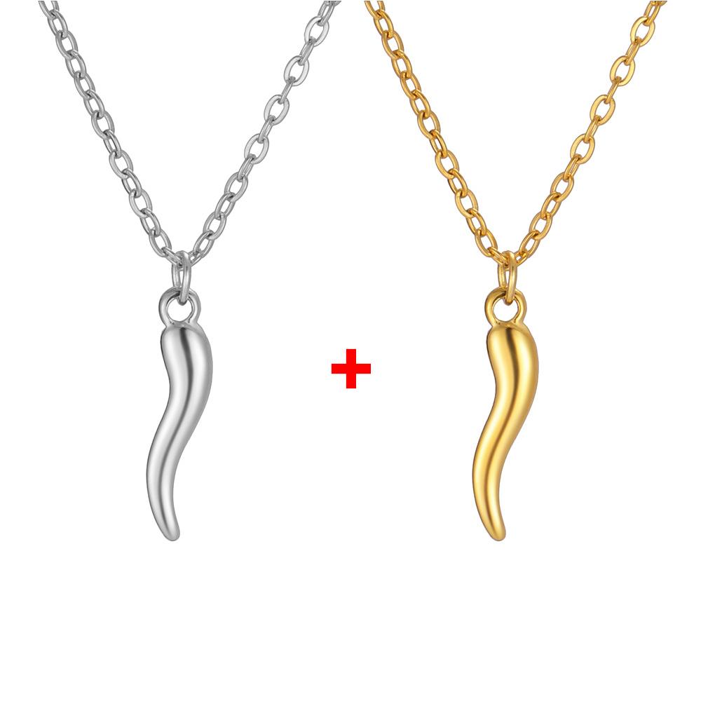 My Shape Lucky Italian Horn Pendant Necklaces for Women Stainless Steel Charms Chain Choker Lucky Amulet Jewelry Gifts