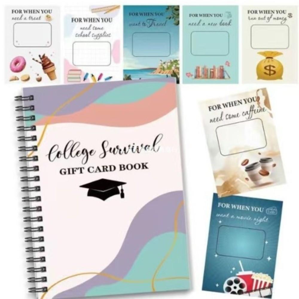 Vertical Coil College Survival Book Portable Spiral-Bound Notebook Festive Gift Card Book School