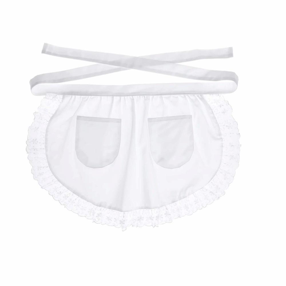 Винтажный полуфартук с двумя карманами Короткий фартук Сексуальный фартук в стиле Лолита для женщин