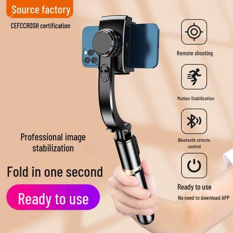 Q08 Bluetooth Selfie Stick: Anti-shake Gimbal, Mini Phone Holder, Desktop Tripod