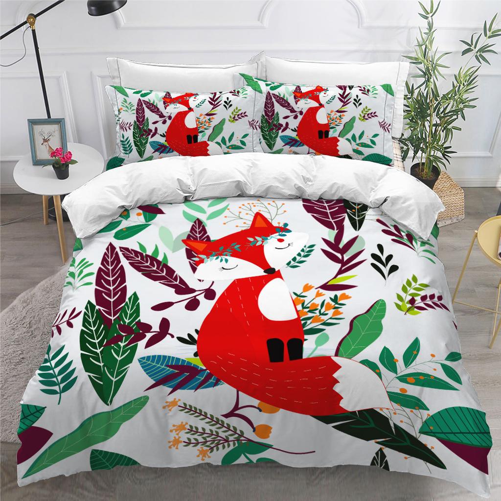 3D Cartoon Animal Bedding Set with High-definition Digital Printed Duvet and Pillowcase 2/3 Pieces Suitable for Children's Room and Home Decoration