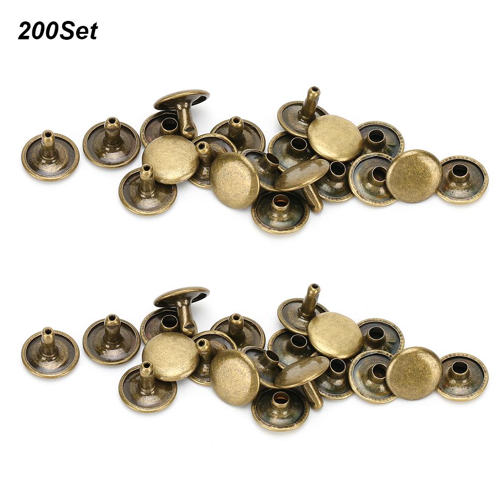 200 Sets Double Cap Rivet Round Stud Nail Iron Jeans Button Leather Shoes Bags Clothes
