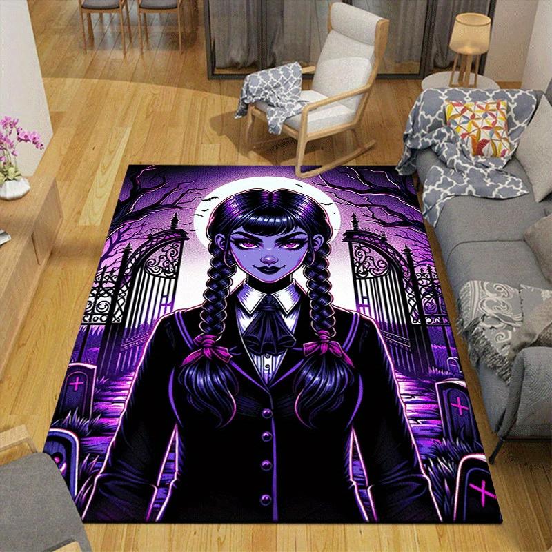 1pc Wednesday Pattern Area Rug, Anti slip Non Shedding Stain Resistant Carpet