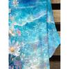 Watercolor floral women's large-size short-sleeved T-shirt with irregular hem design