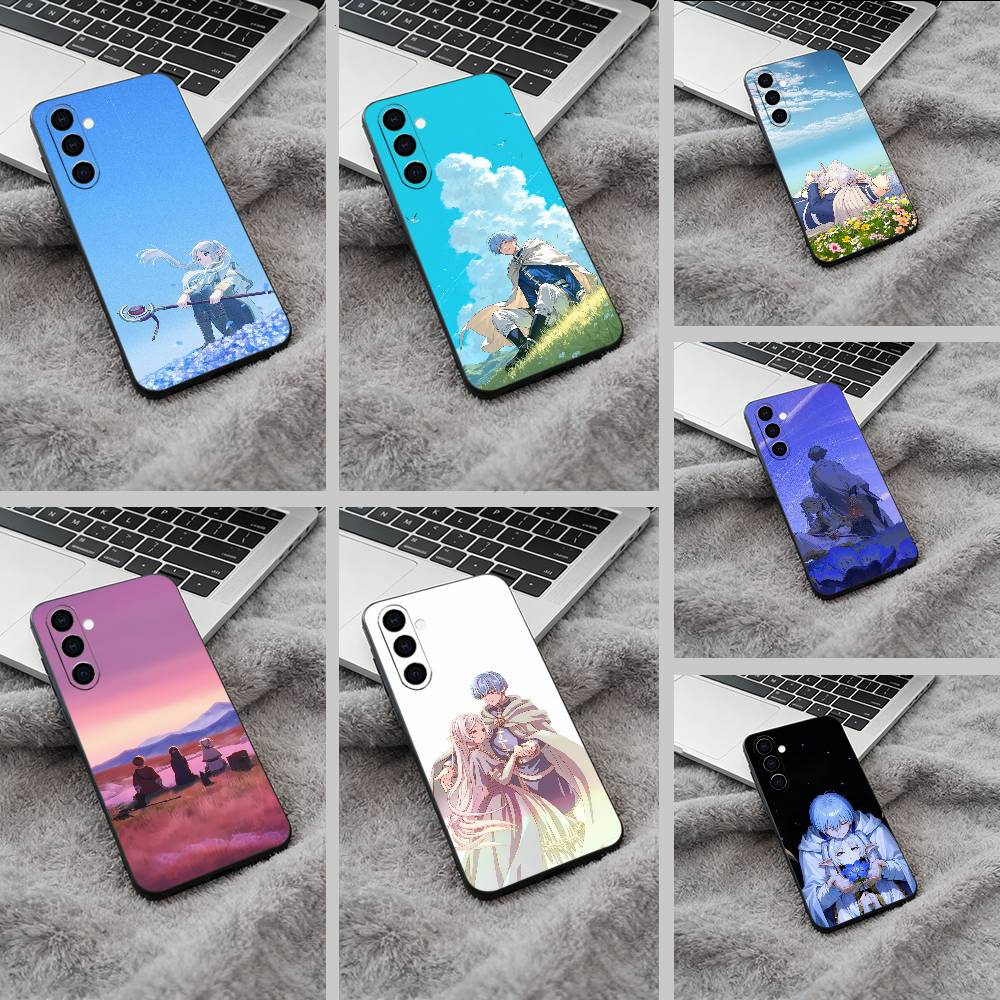 B-Beyond Journey F-Frieren And Fern Soft Silicone phone Case for Samsung Galaxy A73/A71/A72/A70/A53/A52/A51 - Black