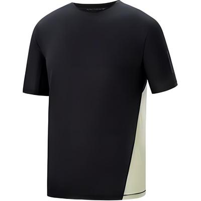 Chromatic Tee Ss Running Series Удобная быстросохнущая дышащая футболка с коротким рукавом для мужчин, топы темно-черного и светло-коричневого цвета C242300