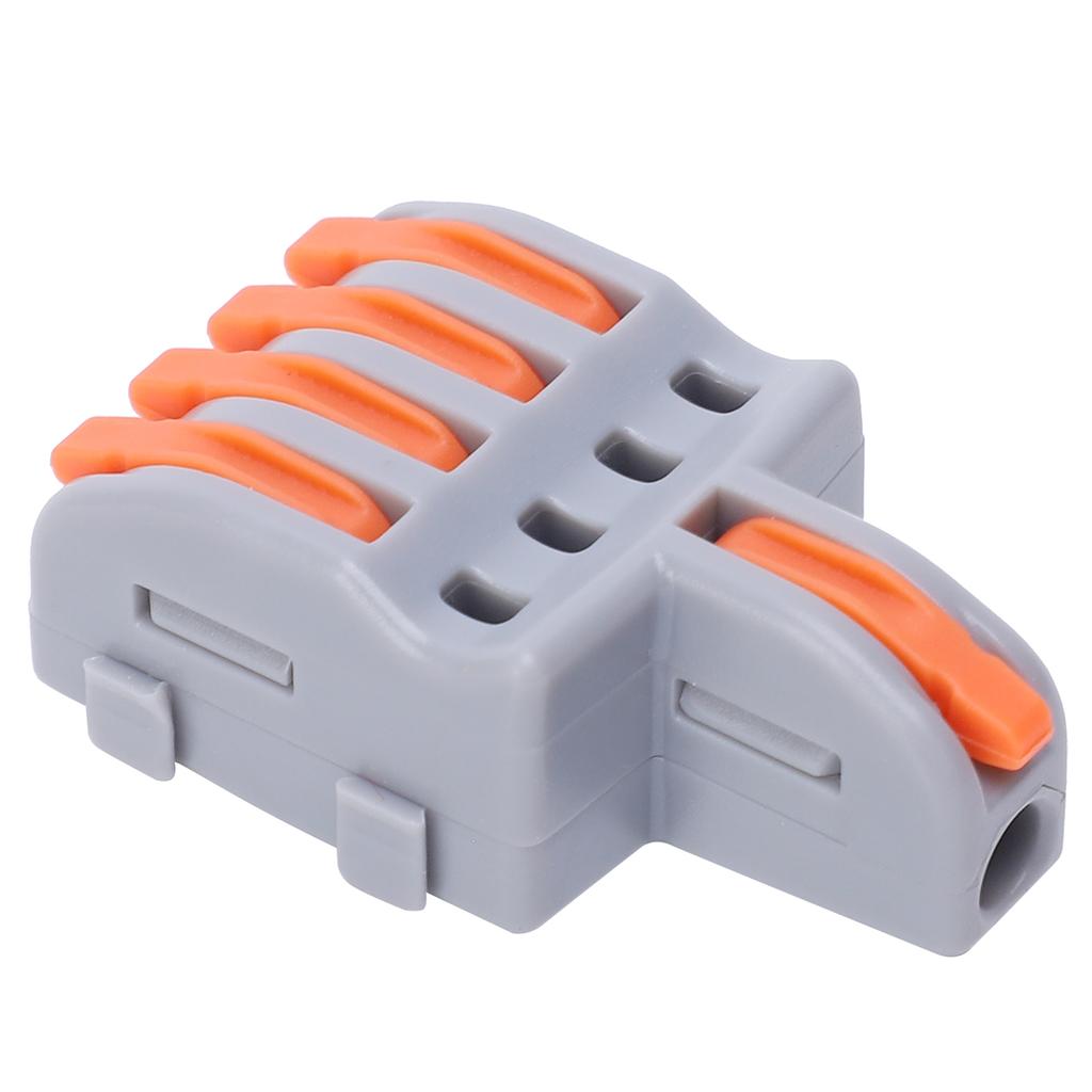 20Pcs Wire Connector 1 In 4 Out PushType Splitter Conductor Terminal Block Electrical Parts(Orange )