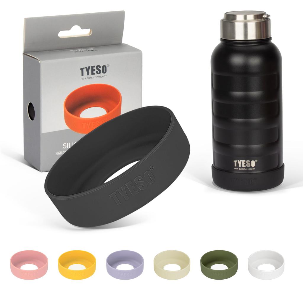 TYESO Silicone Water Bottle Cover for Water Bottles and Tumblers, Vacuum Insulated, Protective Bottom Cover, Anti-Slip, Noise-Resistant, 7 Colors,