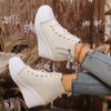 Fashion Wedge Side Zipper Increased High Breathable Sneakers 2025 New Women Lace-Up Platform Outdoor Wedge Invisible Heel Canvas Shoes