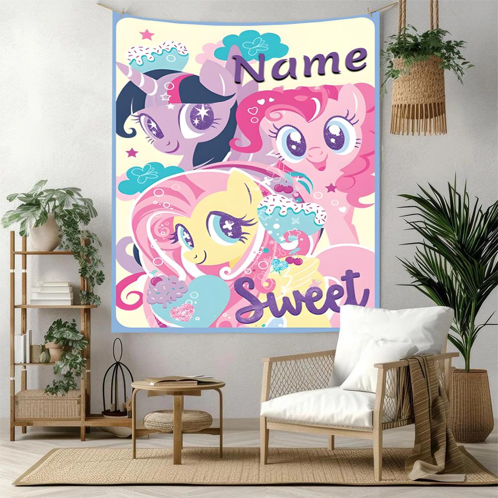 Little Pony Custom Your Name Wall Decor Tapestry Art For Pet Memorial Birthdaywedding Party Backdrop Family Gift