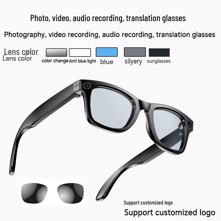 Cross-Border AI Smart Glasses: HD Camera with Video Recording, AI Translation, Bluetooth, and Anti-Shake Technology.