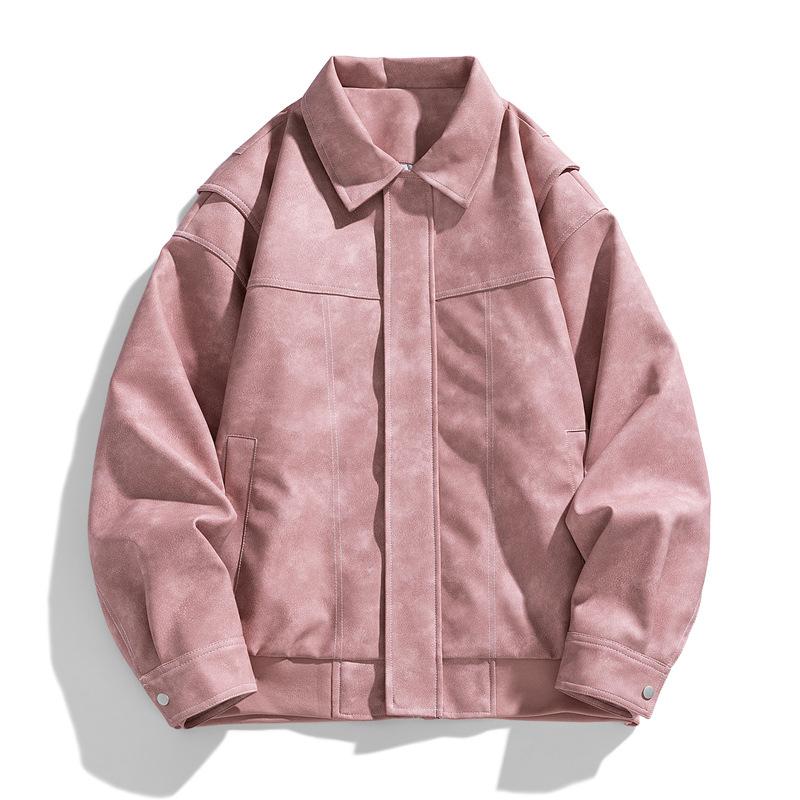 Винтажная куртка из искусственной кожи, мужская куртка со свободными лацканами, модная повседневная рубашка в стиле «хай-стрит» на весну и осень