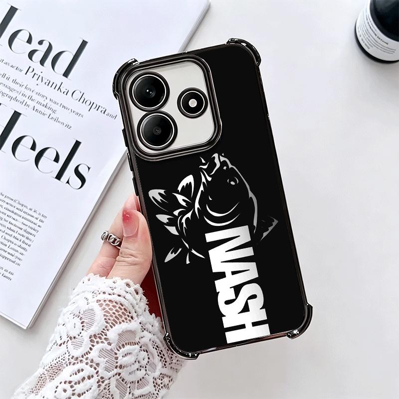 Nash Fishing Fish Mark Plating Phone Case For Xiaomi Redmi Note 14 15 Pro Plus 13 12 11 11S 11T 10 9S 9 5G Anti-Fall Airabag Cov
