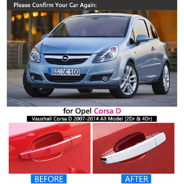 Для Opel Corsa D 2007-2014 Хромированная Накладка на Ручку Комплект Отделки Vauxhall 2008 2009 2010 2012 2013 Авто Аксессуары Наклейки Авто Стайлинг