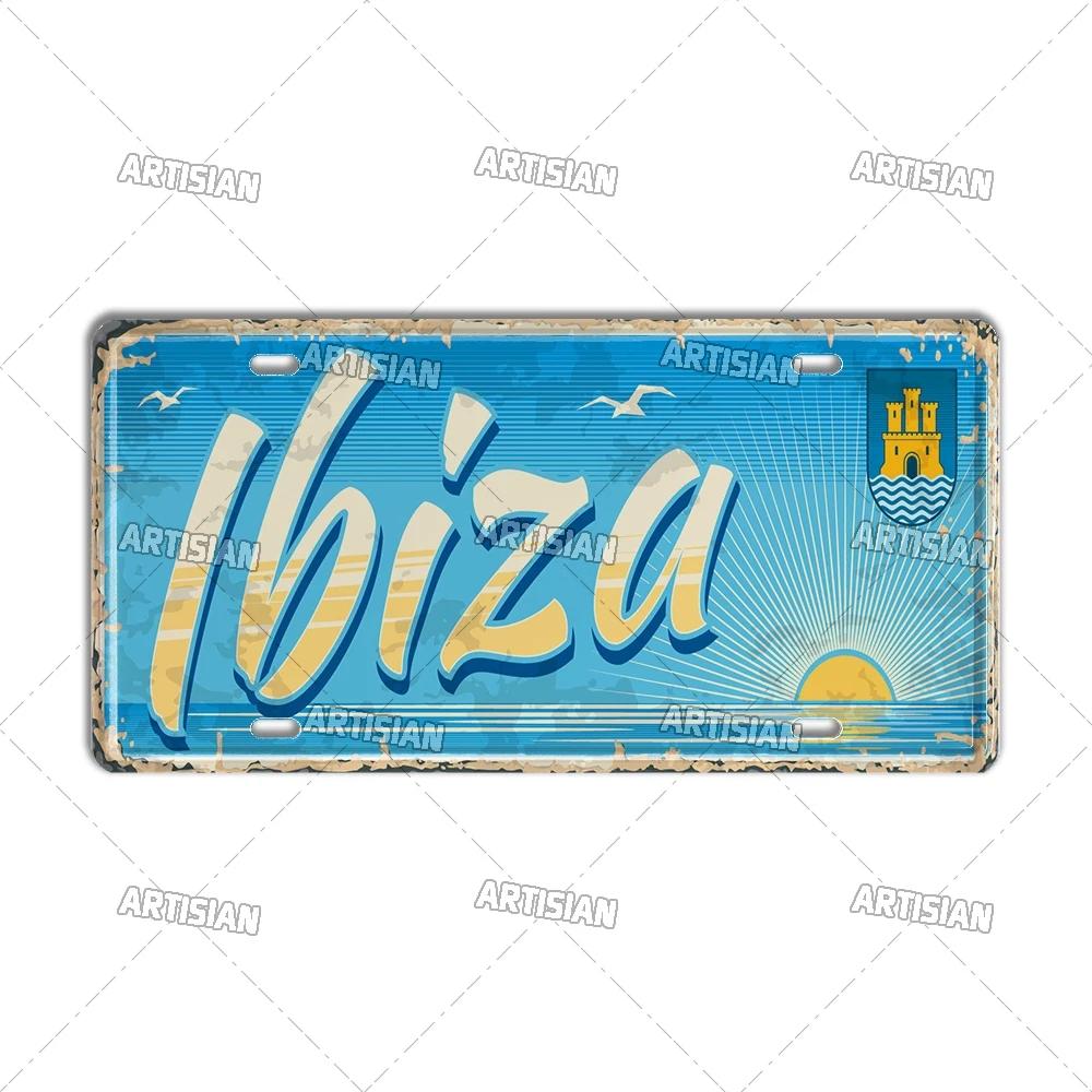 Artisan SPAIN License Plate Metal Sign City Landmark Wall Decor Decorative Vehicle Plate for Bar Pub Club Hotel Cafe Wall Art