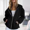 Women Warm Hoodie Winter Autumn Casual Loose Long Sleeves Cardigan Solid Color Zipper Hooded Drawstring Outerwear