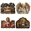 Yousheng Wall Mount Key Holder Wooden Carving Jesus Themed Key Organizer Multi-purpose Home Office Entryway Decorative Key Hanger Rack