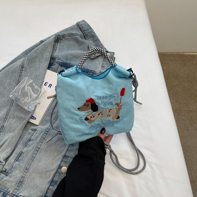 Stylish Dachshund Embroidered Nylon Crossbody Bag for Women - Autumn/Winter 2024 Collection