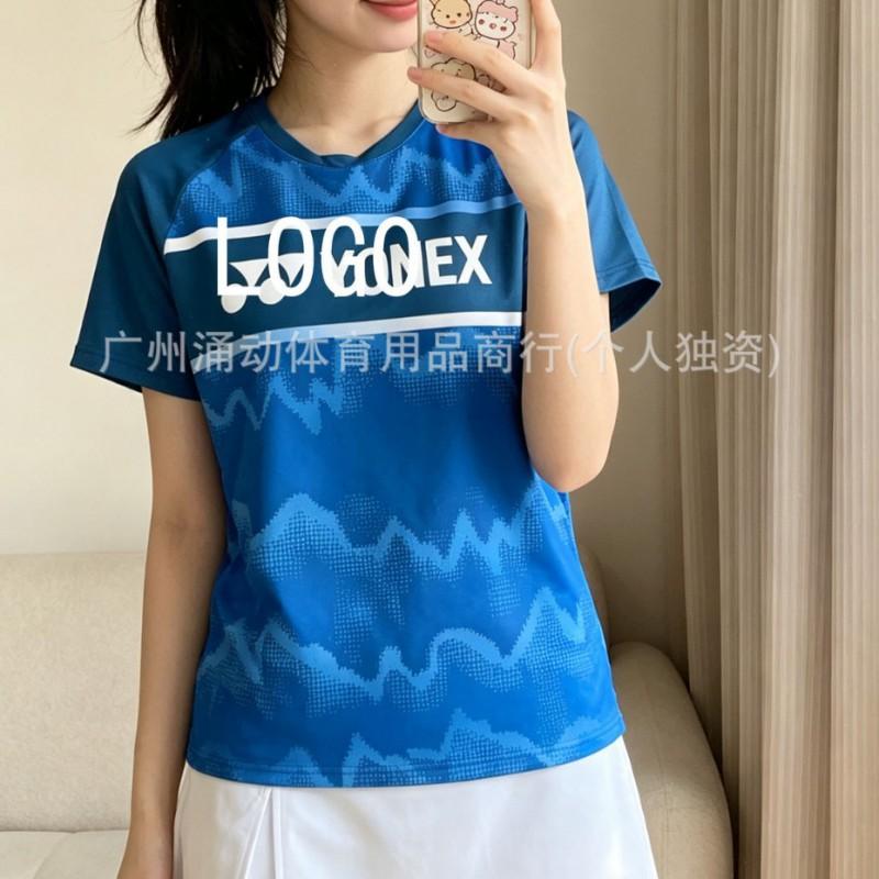 Quick-Dry Gradient Short Sleeve Sports Shirt Badminton Tennis Ping Pong Training Unisex Team Uniform Custom Print