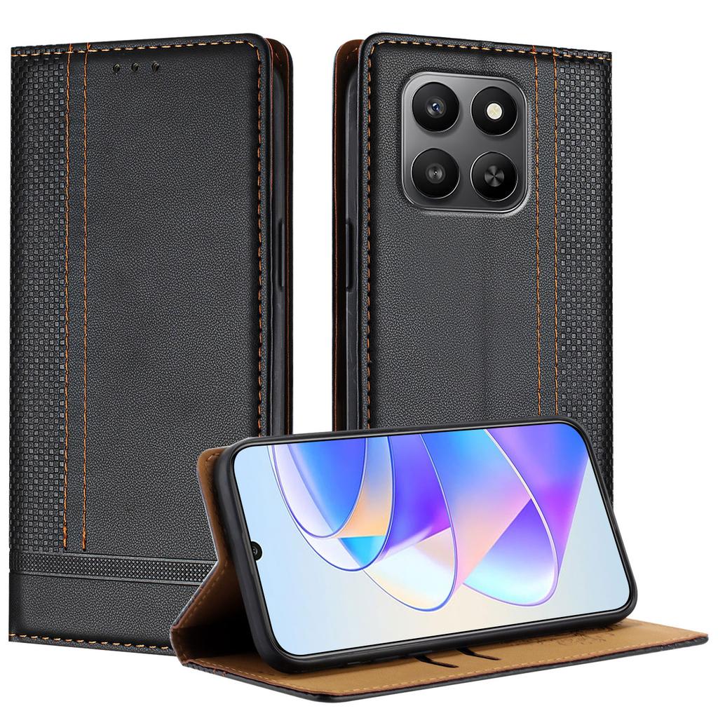 Для Honor 400 Смарт-чехол L-образный сетчатый узор Кожаная подставка Чехол для телефона со слотами для карт