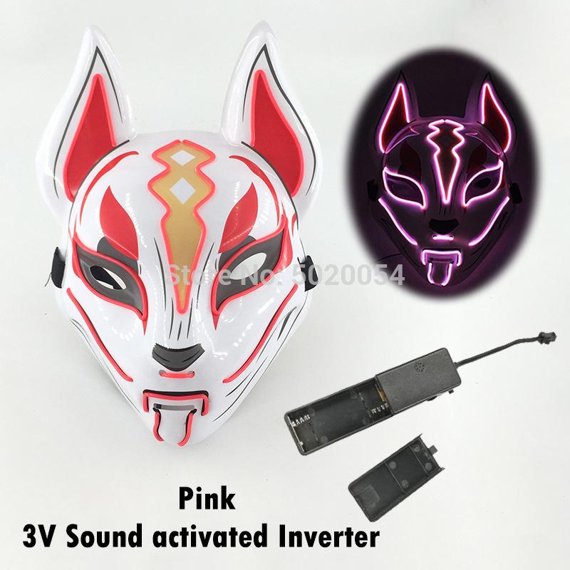 Glowing Halloween Party El Glowing Mask Japanese Anime Cosplay Led Costume Fox Mask