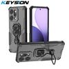 KEYSION Противоударный бронированный чехол для OPPO Reno14 Pro 5G Силикон+ПК Вертикальная металлическая подставка-кольцо для телефона для OPPO Reno 14 5G