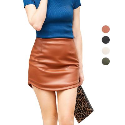 Юбки из искусственной кожи для женщин, эластичные изогнутые облегающие мини-платья из искусственной кожи, однотонная эластичная юбка с запахом на бедрах