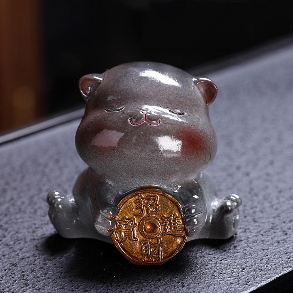 Милый Талисман Счастливый Кот Настольное Украшение Фигурки Рабочие Столы Животное Орнамент Чайная