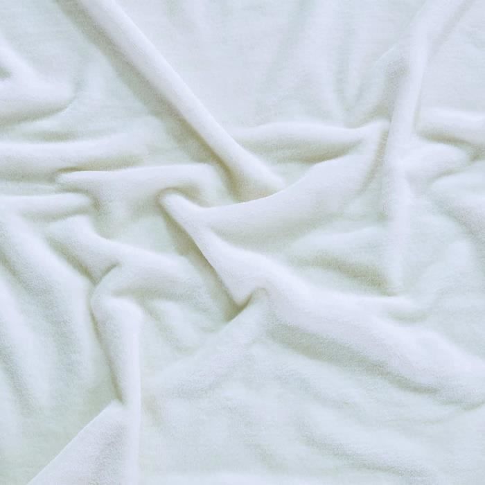 Plaid - WAVVE - Couverture Polaire Flanelle - 150x200cm - Blanc Beige - Hypoallergénique