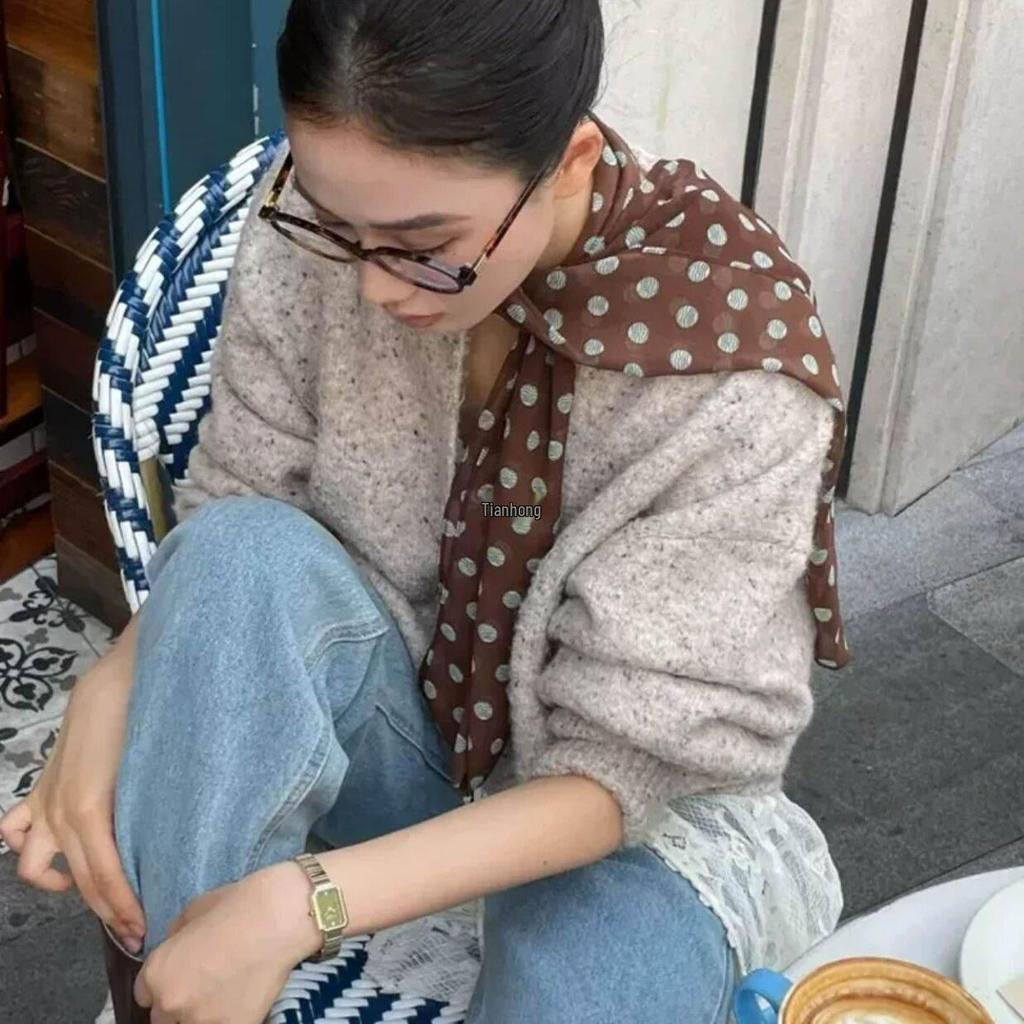 Корейский многофункциональный шарф в горошек, галстук, повязка для волос, аксессуар