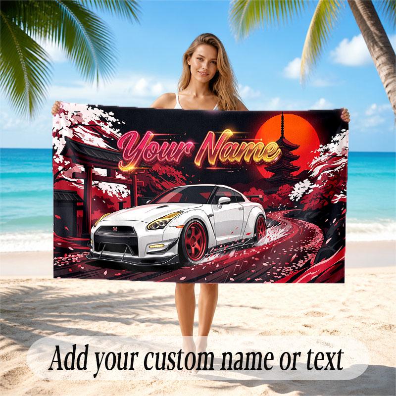 Truck Car Theme Soft Beach Towel Personalized Custom Name Text Towel Portable for Beach Pool Travel